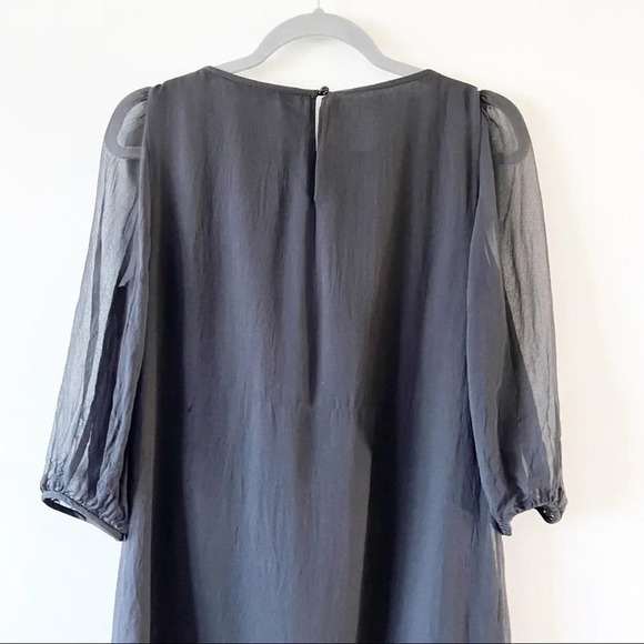 Tibi Little Black Dress Silk Ruffles Size 8 Sheer Long Sleeves Dance Homecoming‎ - Picture 5 of 6